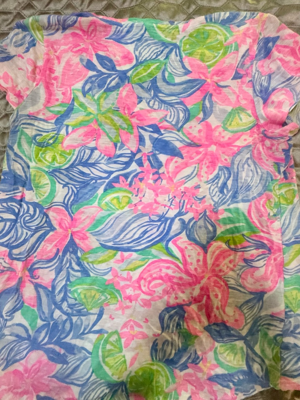 Lilly Pulitzer Vibrant Tropical Floral Tee in Pink, Blue & Green